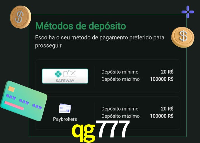 O cassino qg777 oferece uma grande variedade de métodos de pagamento